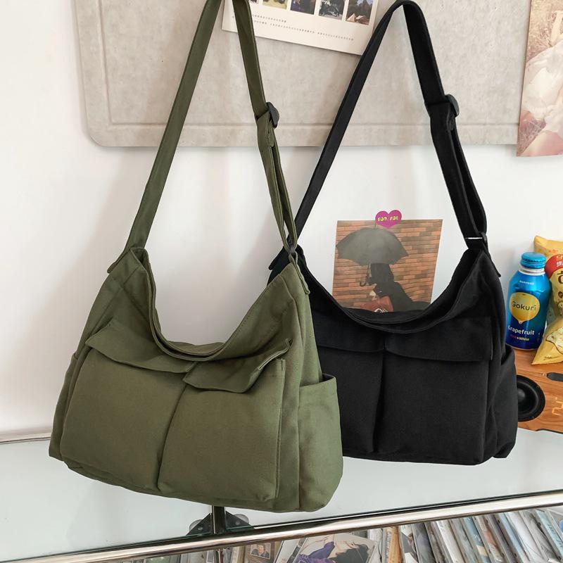 Women's Canvas Crossbody Tote - High-End Light Luxury Single Shoulder Bag, Niche Couple Style, Workwear Design.