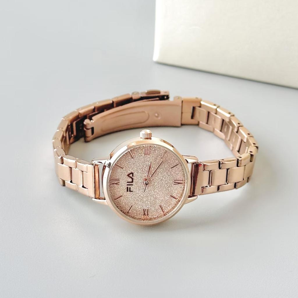 FILA Brilliant Star Series Watch Quartz Movement Steel Strap Pink Dial Romantic Set Women watches FLL38-6648