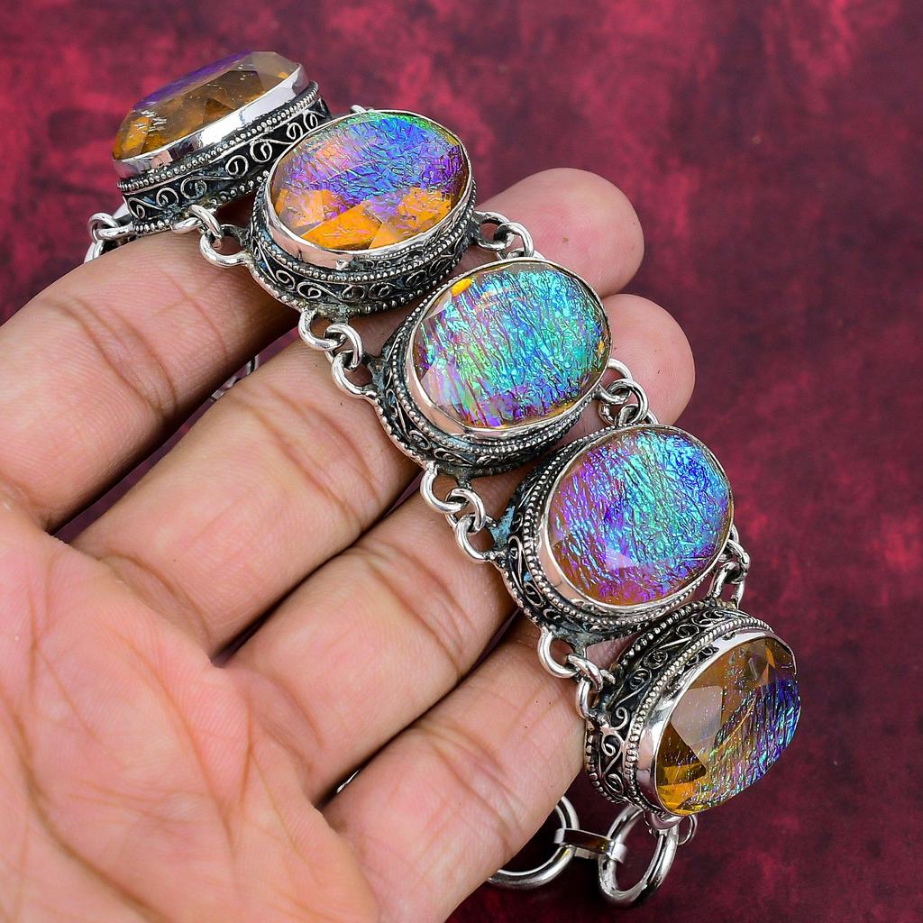 Yellow Triplet Opal Bracelet, 925 Solid Sterling Silver Gemstone Jewelry, Handmade Bracelet, For Memorial Day