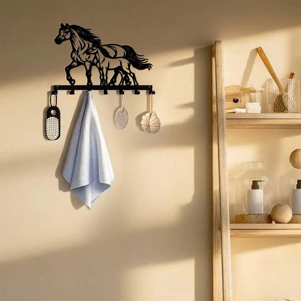 Equestrian Metal Key Hooks 7 Hooks Wall Mounted Rustproof Home Decor