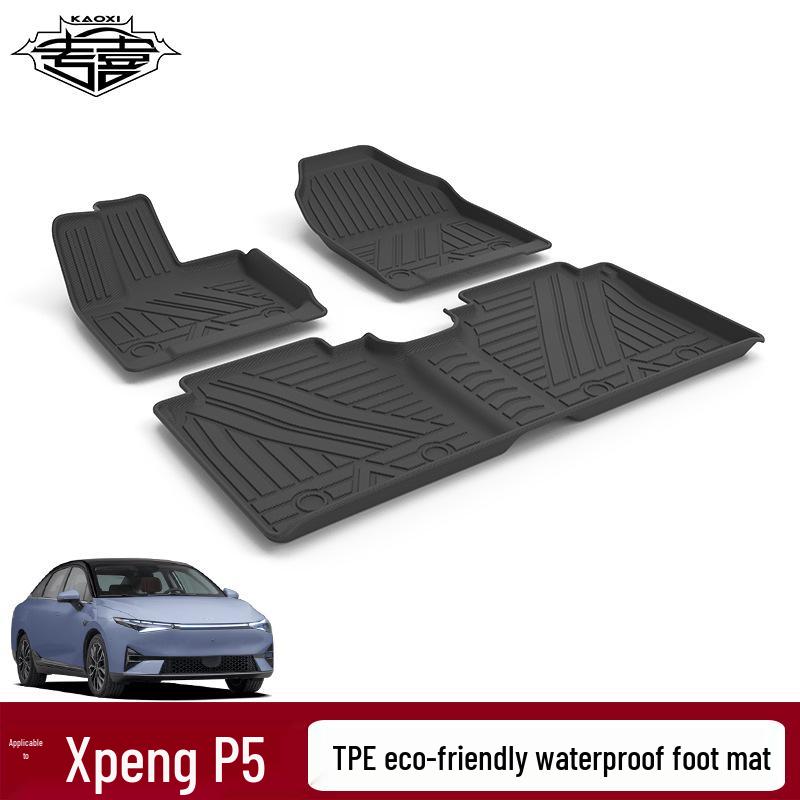 Eco-Friendly TPE Floor Mats for 2021 XPeng P5: Odorless, Waterproof, Wear-Resistant Foot Pedal Mats.