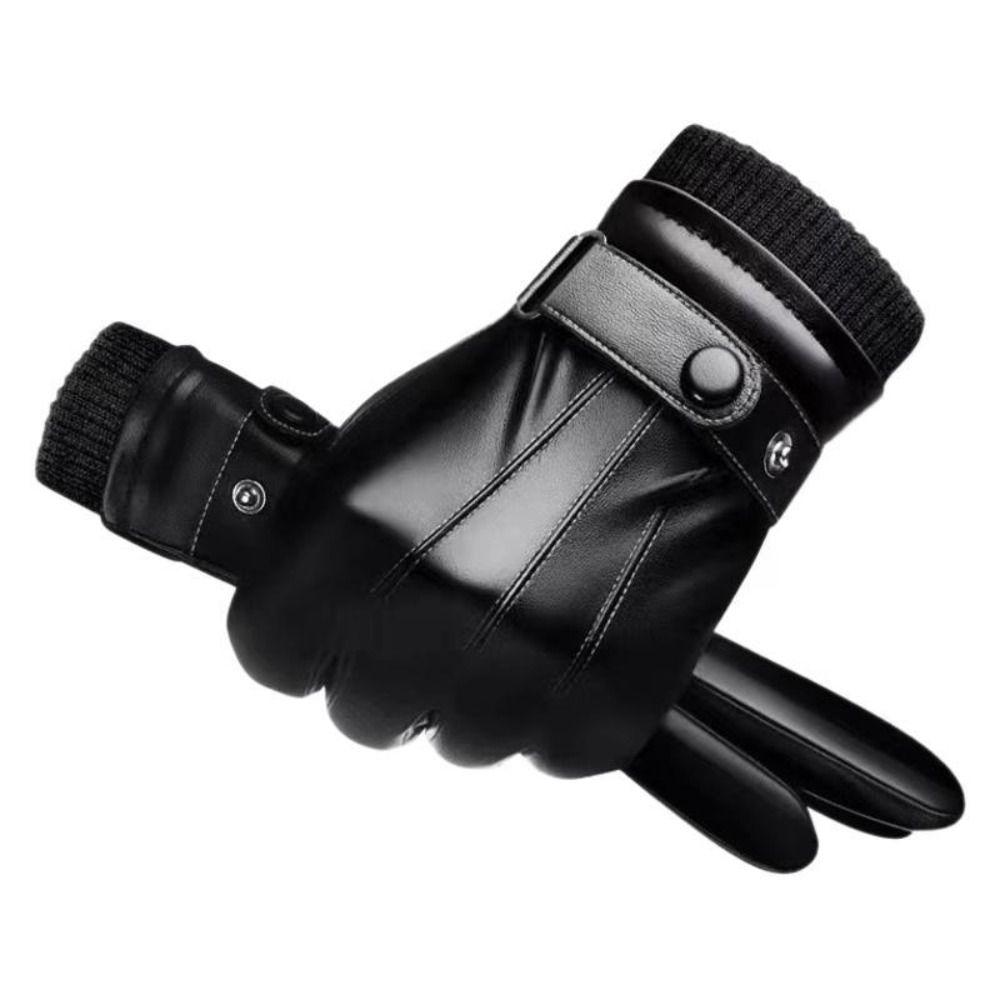 Thick Velvet Male Windproof Gloves Keep Warm Motorcycle Full Finger Mittens Driving