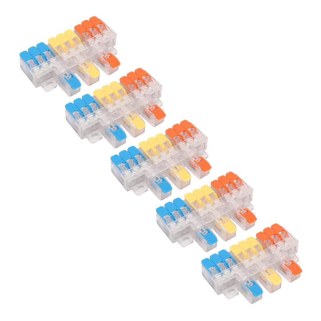Kit de 5 connecteurs de fil à levier 3 à 9 Connecteur de câble à câblage rapide Bornier à conducteur enfichable 41A 450V