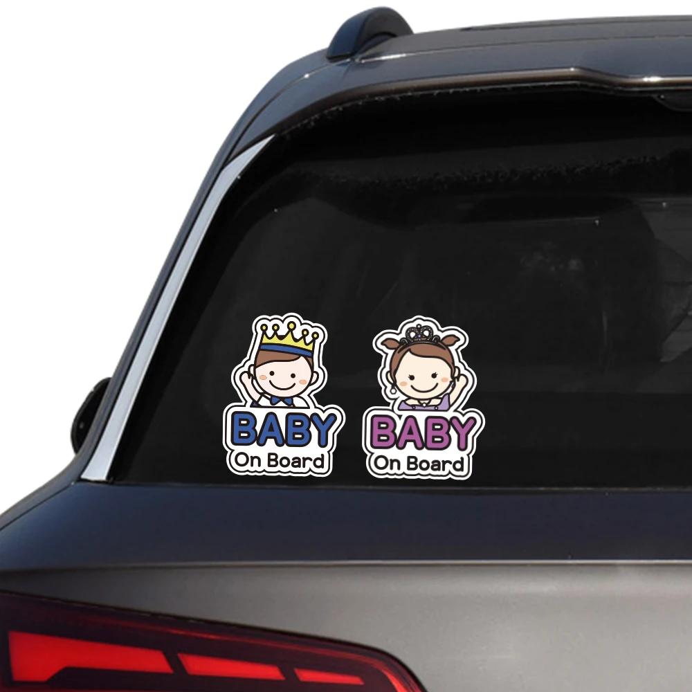 Cartoon Baby On Board Warning Sticker, Cute Vinyl Decal for Car Rear Window Windshield Safety Decor
