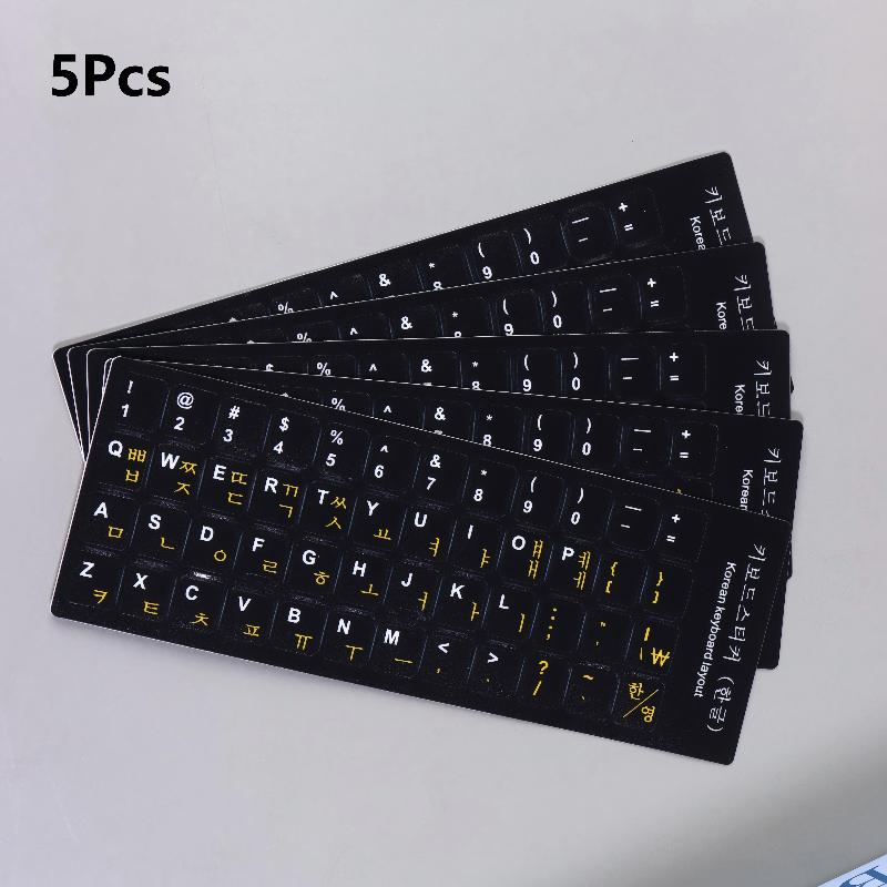 Waterproof Korean Keyboard Sticker 5Pcs Set PVC Material Decal Reusable for Laptop Desktop PC For Multilingual Users