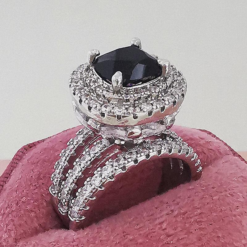 European & American Fashion Ring: Square Colored Diamond, Women's Daily/Wedding/Banquet R4898