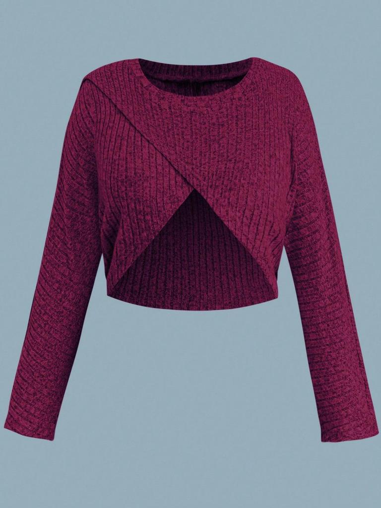 Plus Size Women's Knit Cardigan & Split Camisole Dress Set - Korean Style Autumn/Winter