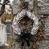 Black Ribbon Halloween Skeleton Hand Wreath Dark Style Black Branch Wreaths Haunted House
