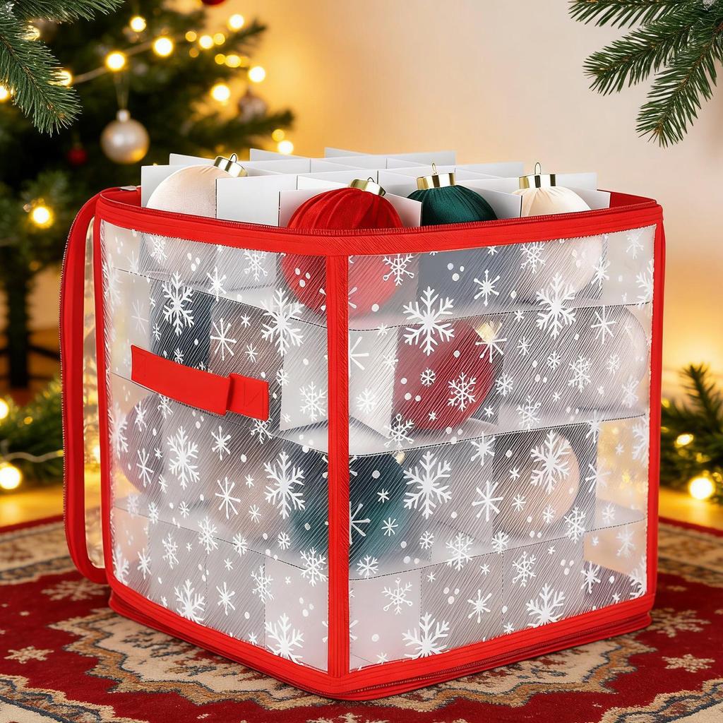 Waterproof Christmas Ornament Storage Box 36-Slot Christmas Ball Storage Box With Partition Board Christmas Decoration Container