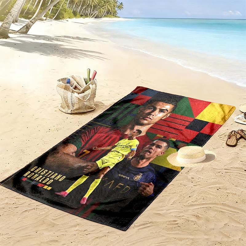 Rivalry Field: Messi vs Ronaldo beach towel Beach towel for vacation photos beach Absorbent bath towel Outdoor pool towel seaside
