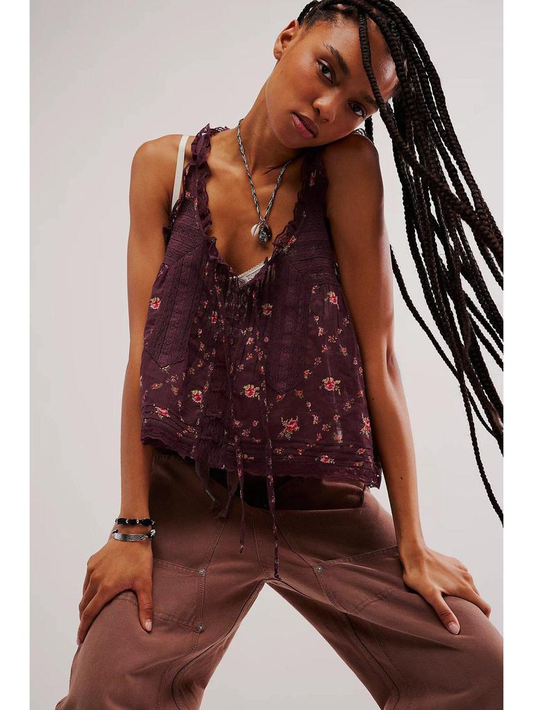 Damen Slim Fit Tanktop mit Spitzenbesatz