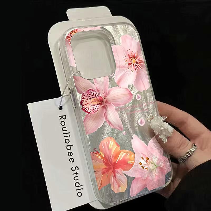 Pink Lily Elegant Flowers Collage Phone Case for Samsung Galaxy A34 A35 A55 A54 A53 S25 Ultra S24 S23 S22 Plus FE S21 Cover