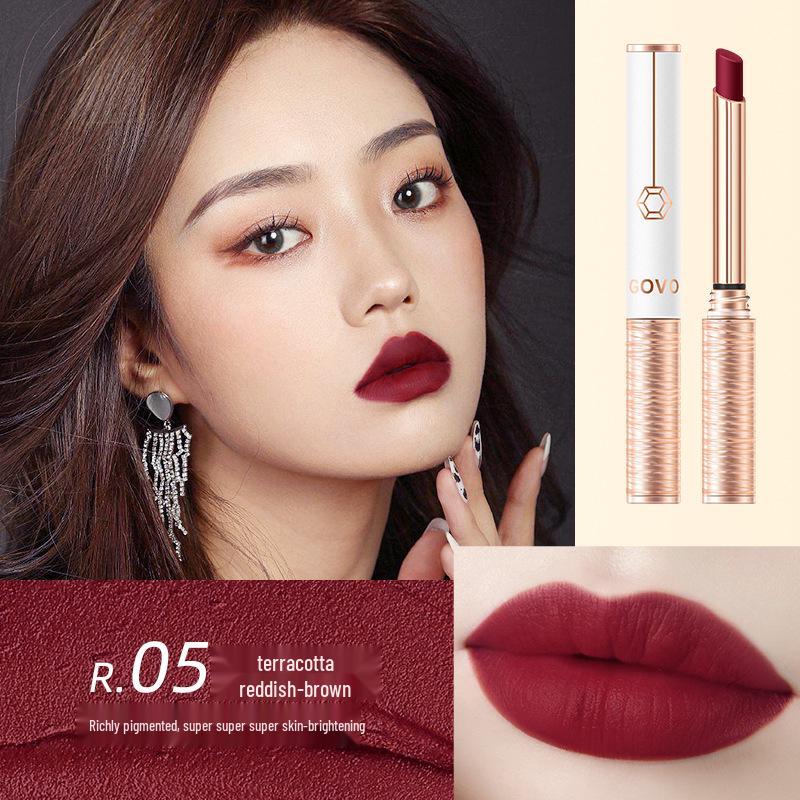GOVO Velvet Matte Waterproof Lipstick In Cinnamon Milk Tea - Long-Lasting, Non-Fading, Non-Stick, Whitening Effect.