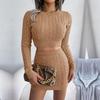 Women Knit Slim Two Piece Set Solid Color Twist Crop Sweater And Hip Skirt All Match Sizes S-L Autumn Winter