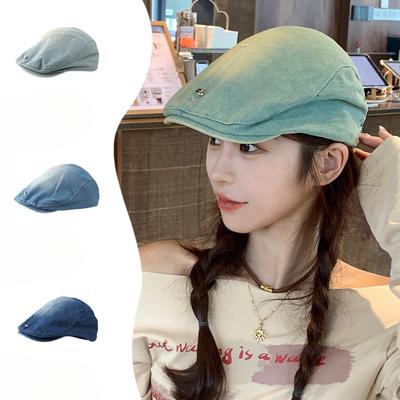 Spring and Summer Washing Cowboy Front Hat Girl Old Retro Hot Girl Newspaper Boy Hat Hong Kong Style Ins Style Versatile Beret
