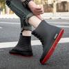 fashion Men's Rain Boots Rubber Gumboots Slip on Mid-calf Waterproof Working Boots Comfort Red Non-slip Fishing Shoes for Men 2024
