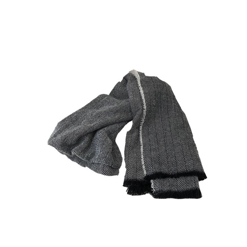 Student Fleece-Like Cashmere Warm Hong Kong Style Minimalist Herringbone Scarf Women's Winter Long In-Stock Wholesale