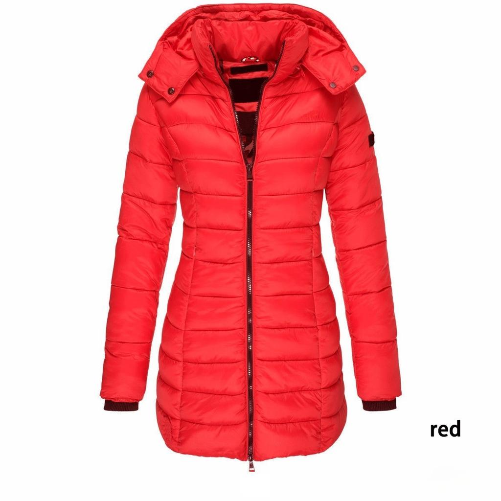 Women's Mid-length Cotton Jacket with Hood, Warm/body-highlighting/various Colors/zipper, Women's Winter Warm Jacket S-3XL