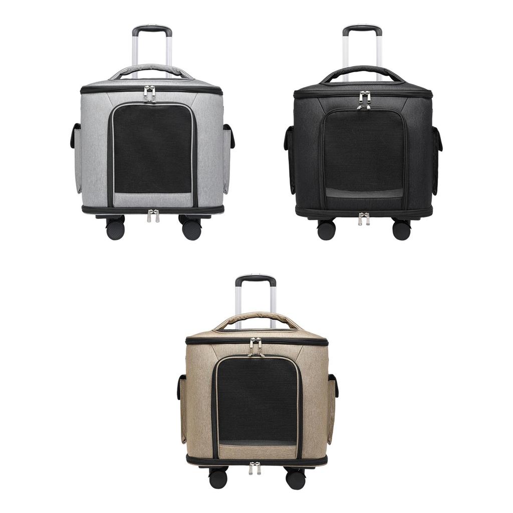 Rolling Cat Carrier Pet Rolling Carrier Retractable Handle Breathable Carrying Bag Trolley Case Handbag for Small Dogs,
