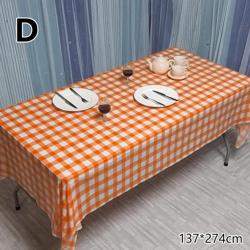 137*274Cm Disposable Tablecloth Plaid Stripe Wave Pattern Plastic Waterproof Oil-Proof Table Cover Christmas Party Picnic Mats