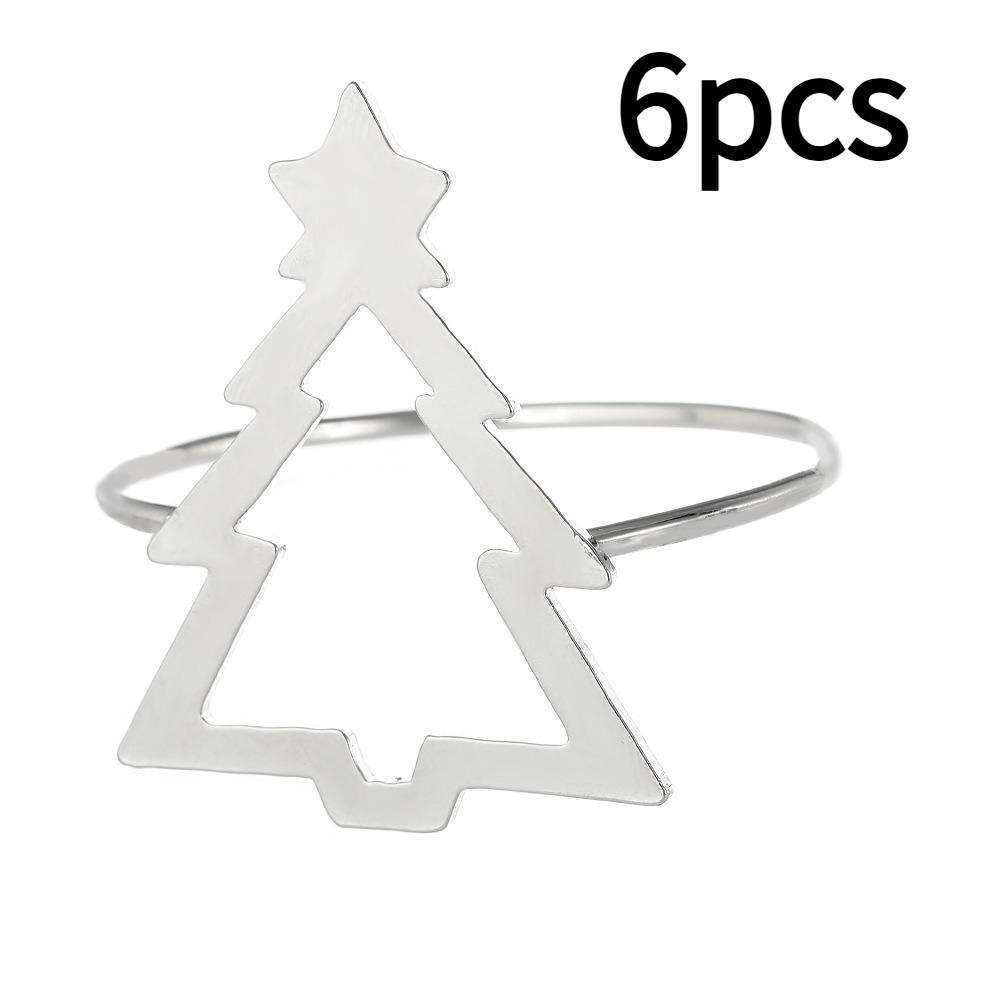 

6 шт. Минималистичные полые кольца для салфеток в виде рождественской елки, Праздничный декор стола, Металлические держатели для салфеток в золотистом и серебристом цвете, Праздничная посуда