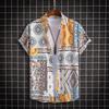 2022 Ethnic Style Men's Casual Print Short-Sleeve Shirt