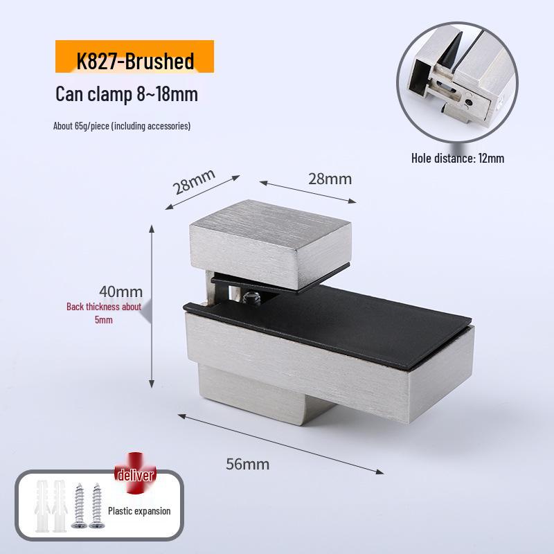 Zinc Alloy F-Shaped Glass Clip: Bathroom/Kitchen Shelf Support Bracket