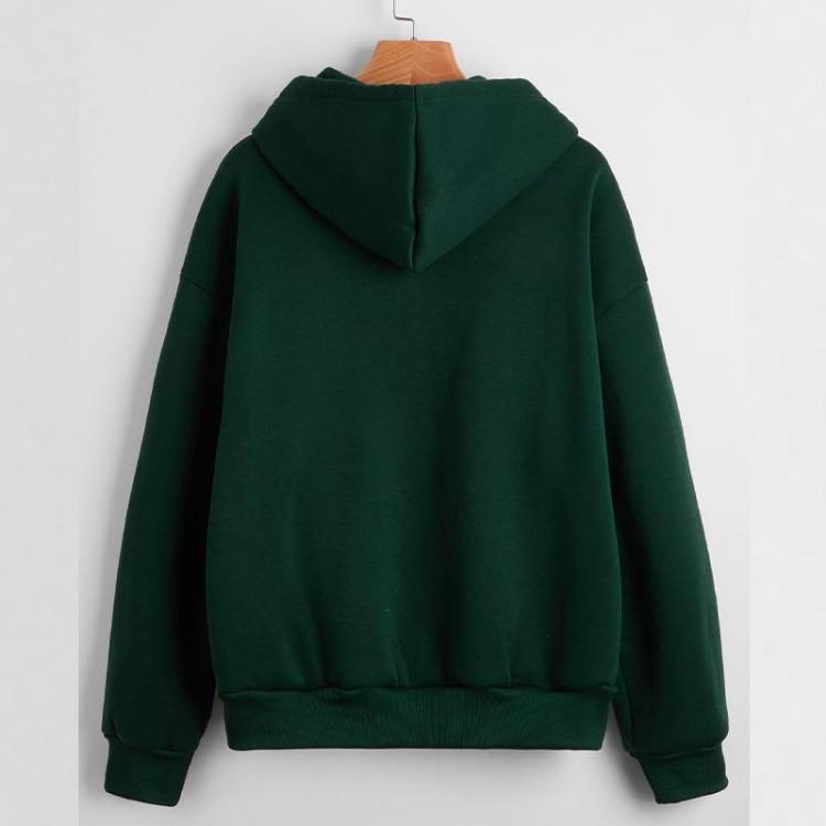 Casual Women's Loose Solid Color Fleece Zipper Jacket Long Sleeve Sweatshirt Top