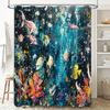 Brighten Up Your Bathroom with this Dynamic Blue Fish Print Shower Curtain Set