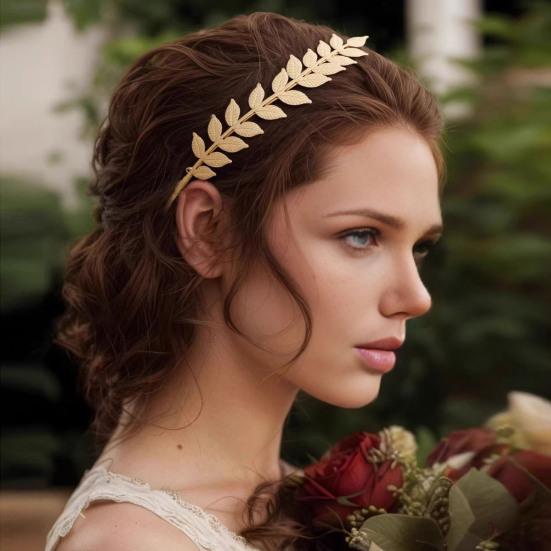 Women Headband Sparkling Leaf Design Golden Headband Dress Up Girl Hair Hoop Lightweight Festive Hair Accessory