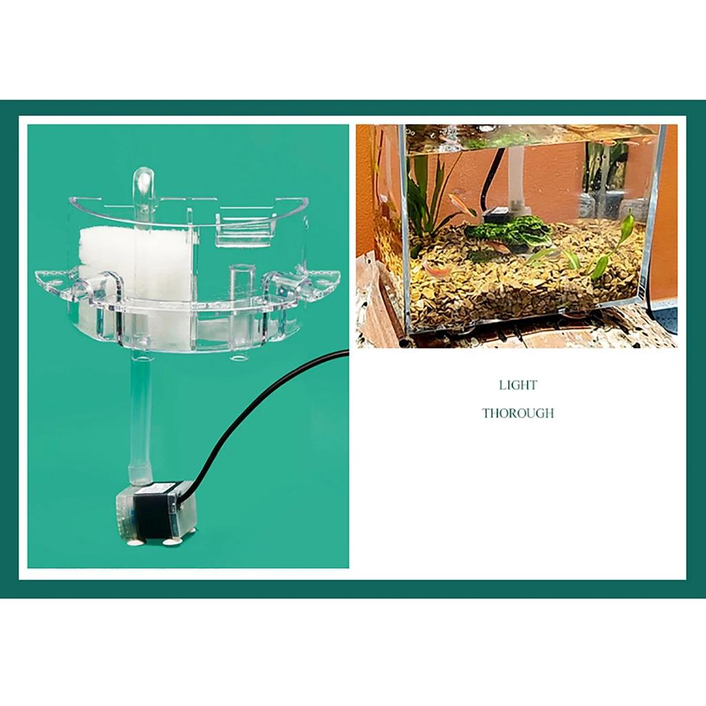 Mini Acrylic Aquarium Transparent Fish Keeper Fishbowl Portable Desktop Fish Tank Betta Tropical Fish Quiet Pump Filter Cotton