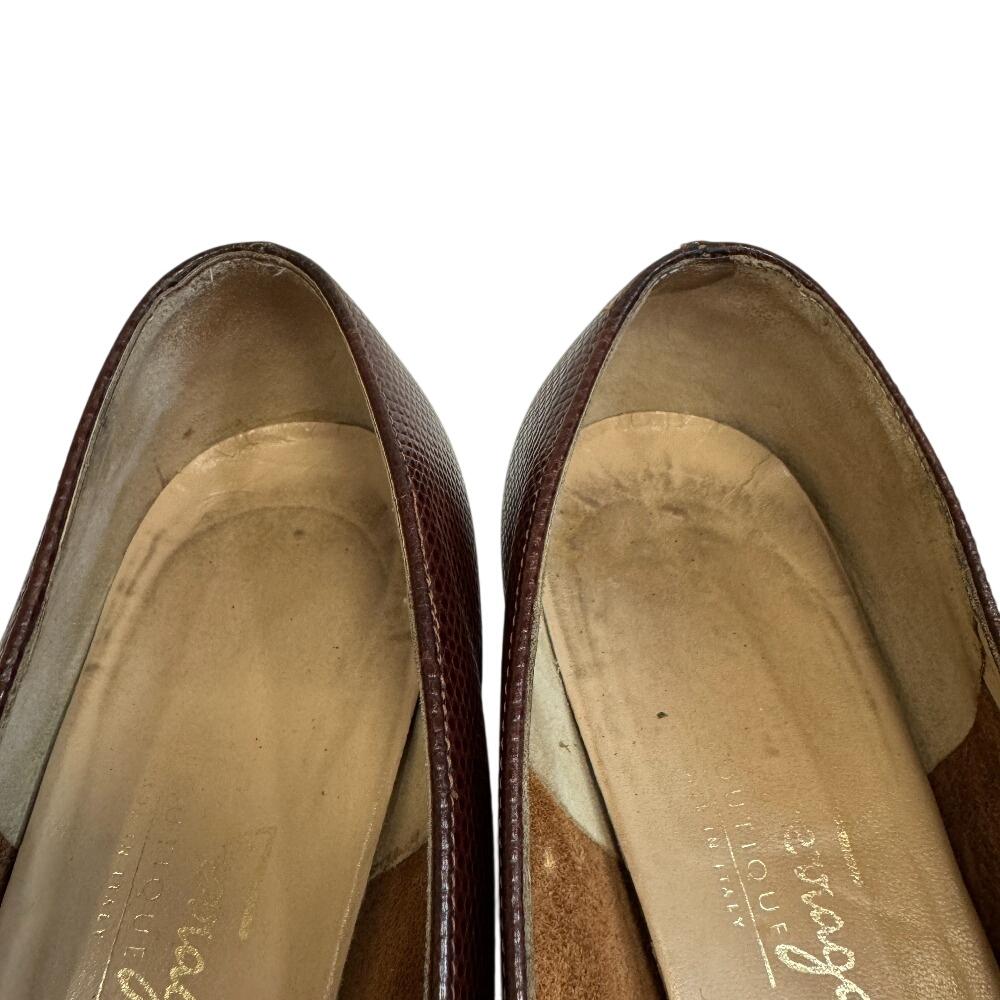 Salvatore Ferragamo Lizard Vara ribbon pumps Brown Lizard Women Used