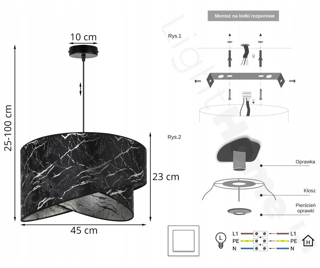 CEILING HANGING LAMP, SILVER MARBLE LAMPSHADE