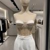 Fishbone Slim Crop Top Sleeveless Camisole with Pads Streetwear Women Underwear  Summer Wear