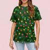 Women's Fashionable Casual Short Sleeve Christmas Print Round Neck Pullover Top