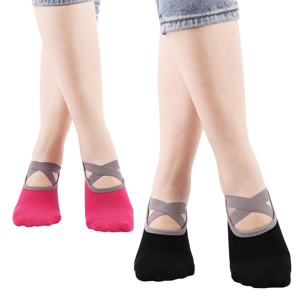 1 Paar Sport Anti-Rutsch Yoga Socken Slipper für Damen Dame Bandage Pilates Socke Ballett Ferse Tanz
