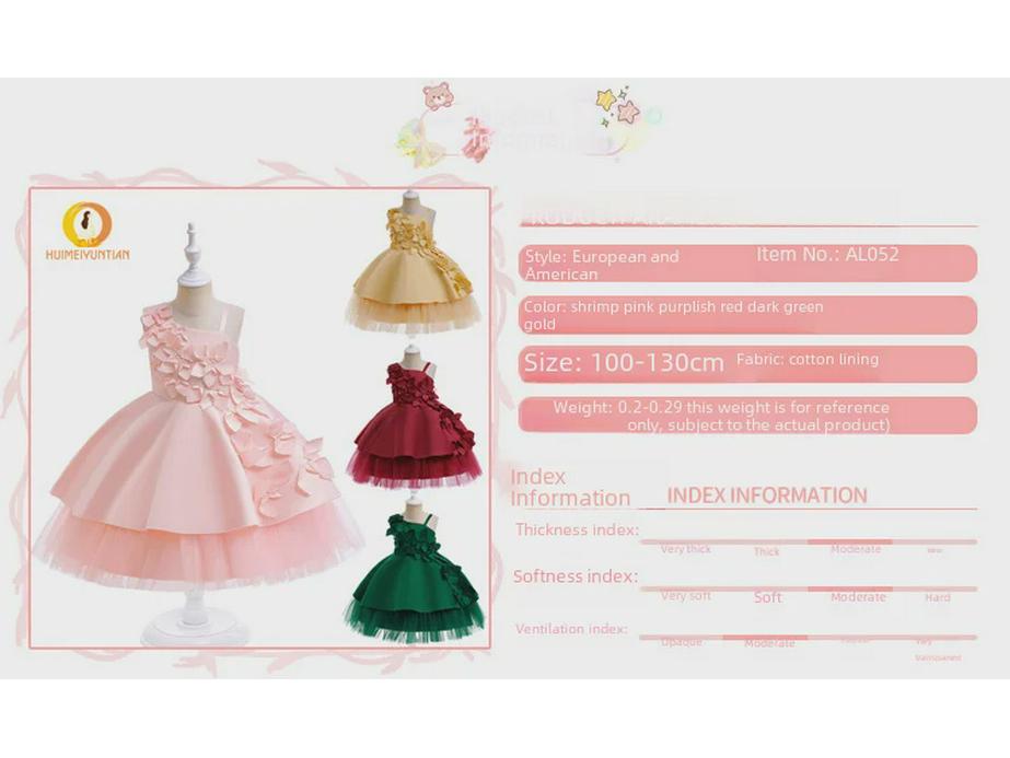 Kwiatowa tiulowa sukienka księżniczki na jedno ramię dla dziewczynek