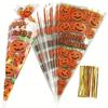 100pcs Halloween Cone Bags Ice Cream Dots Triangle-shape Pumpkin Style Candy Bags Gift Favors OPP Bag Package Food Pocket TMZ