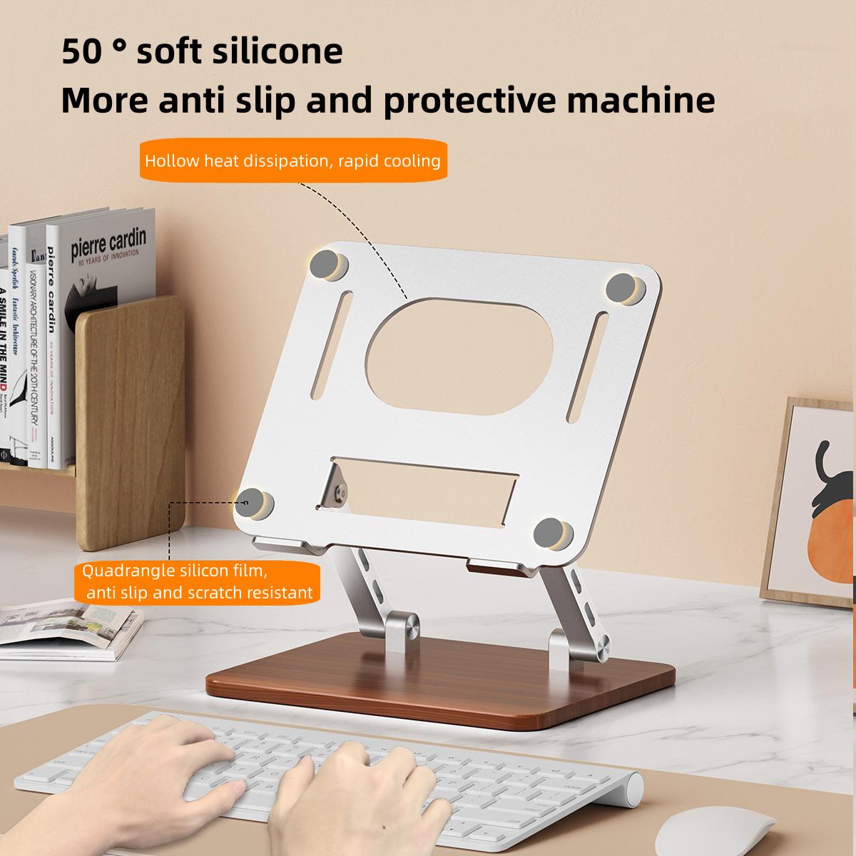 

D062W Wood Base Aluminum Alloy Desktop Laptop Tablet Bracket Heat Dissipation Notebook Stand A