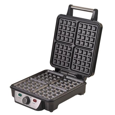 Camry CR 3025 Waffle Maker with 1150 Watts of Power, 4 Dough Places, Belgian Style, Black/Stainless Steel - 24-Month Warranty.
