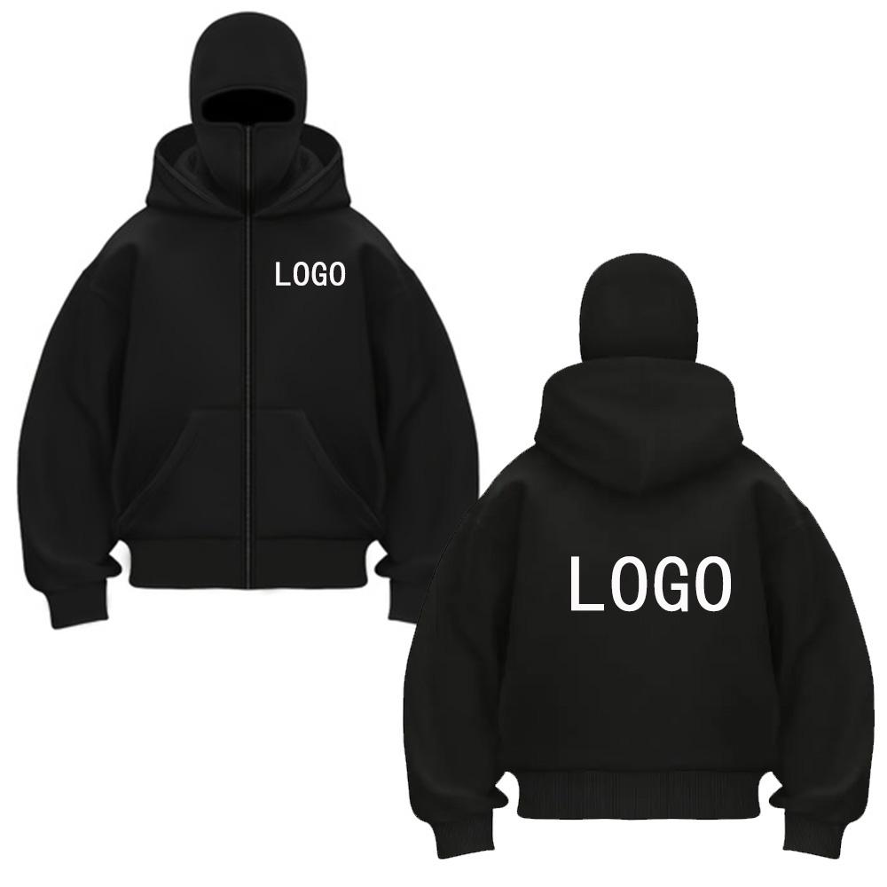 DIY02 Street statement Hoodies Insulated double-hooded sweatshirts Trendy Masked zip-up sweatshirts
