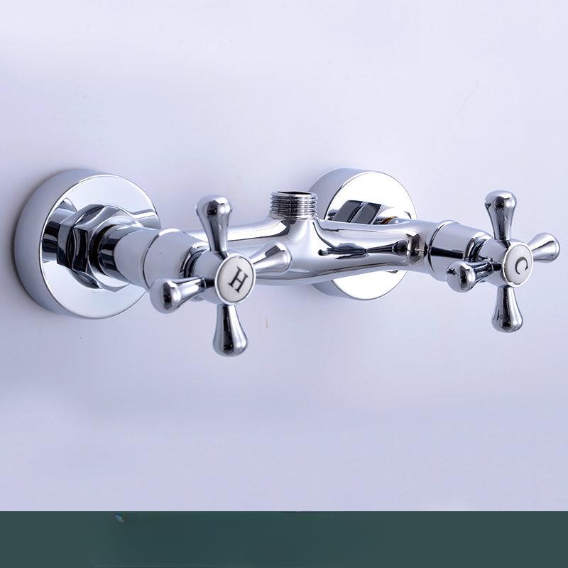 Brass Bathroom Hot and Cold Water Mixing Valve Shower Faucet Double Control Double Handle Into The Wall Flower Sprinkler Faucet