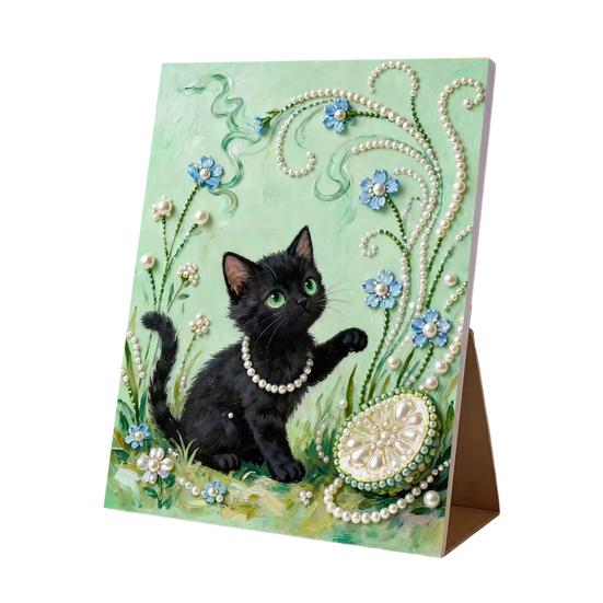 Faux Pearl Art DIY Kit 3D Butterfly Landscape Mosaic Stress Relief Craft for Adults Teens Pre-Printed Canvas with Glitter Resin