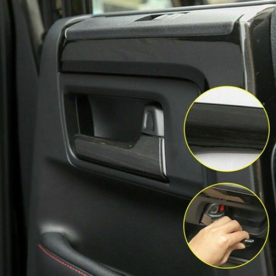 For 2017- Toyota 4Runner Black Wood Grain Inner Car Door Handle Cover Trim