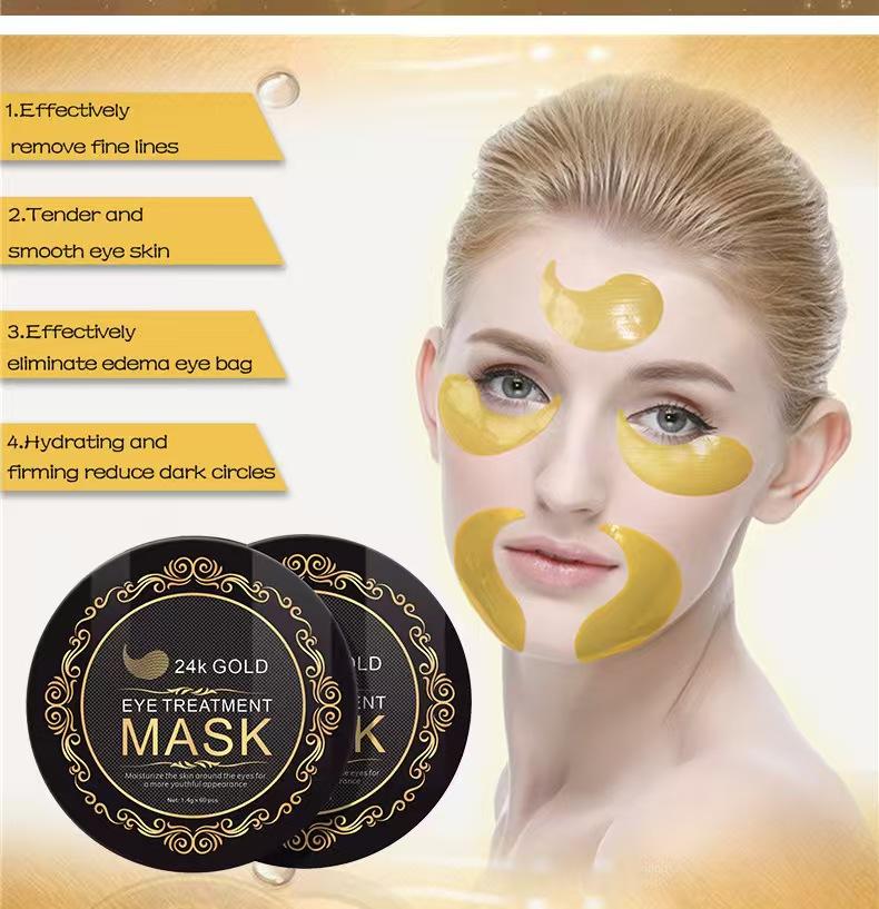 Maschera Occhi Oro 24K Rimuove Occhiaie Rassodante Attenua Linee Sottili Anti-Età Acido Ialuronico Collagene Maschera Sotto Occhi Cura della Pelle Occhi