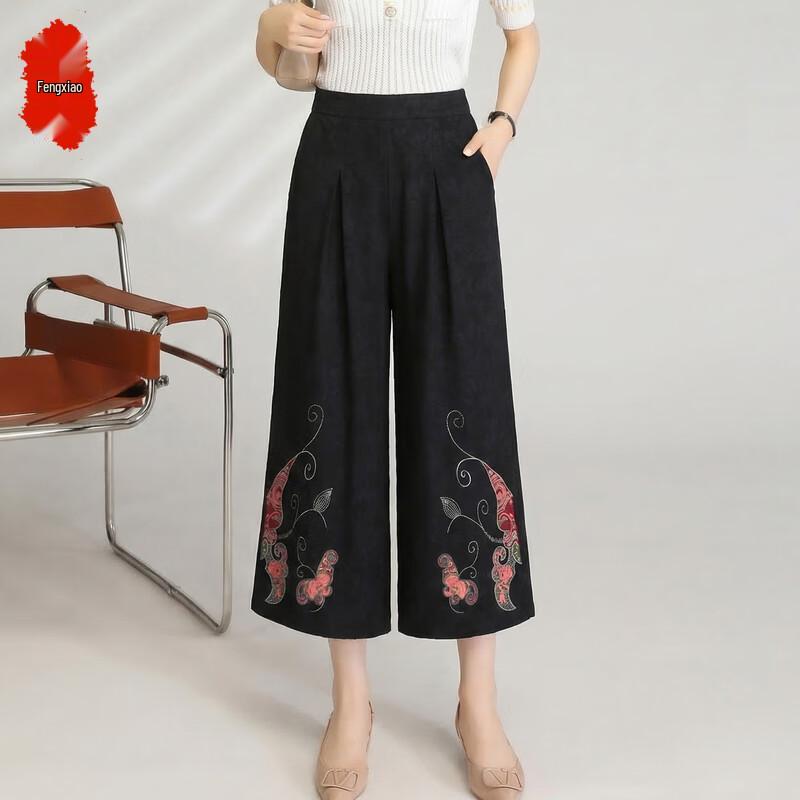 Women s Chinese Style Embroidered Casual Pants 2XL