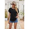 2026 Summer New Hollow-Out Round Neck Short Sleeve Women's Casual Solid Color T-Shirt