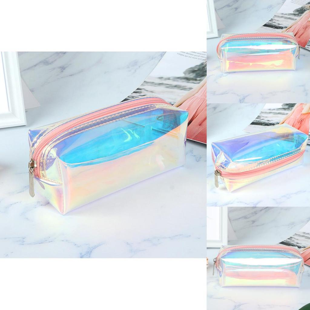 Transparente TPU Make-up Tasche Laser Bunter Federmäppchen Tragbare Aufbewahrung Für Studenten