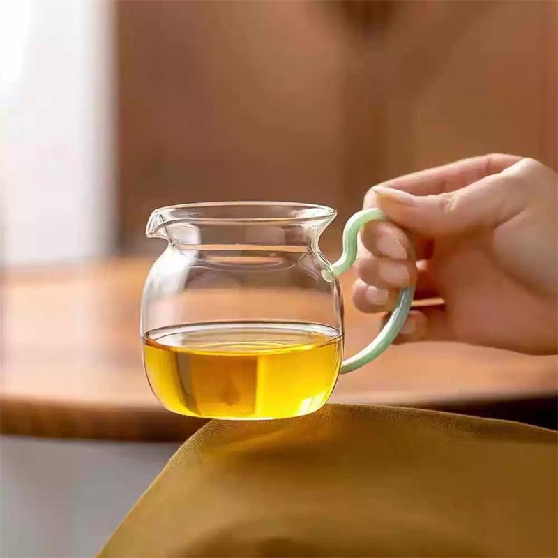 300ml Imitation Jade Handle Glass Teapot  Household Brewing Green Tea Small Tea Making Pot Kung Fu Tea Set