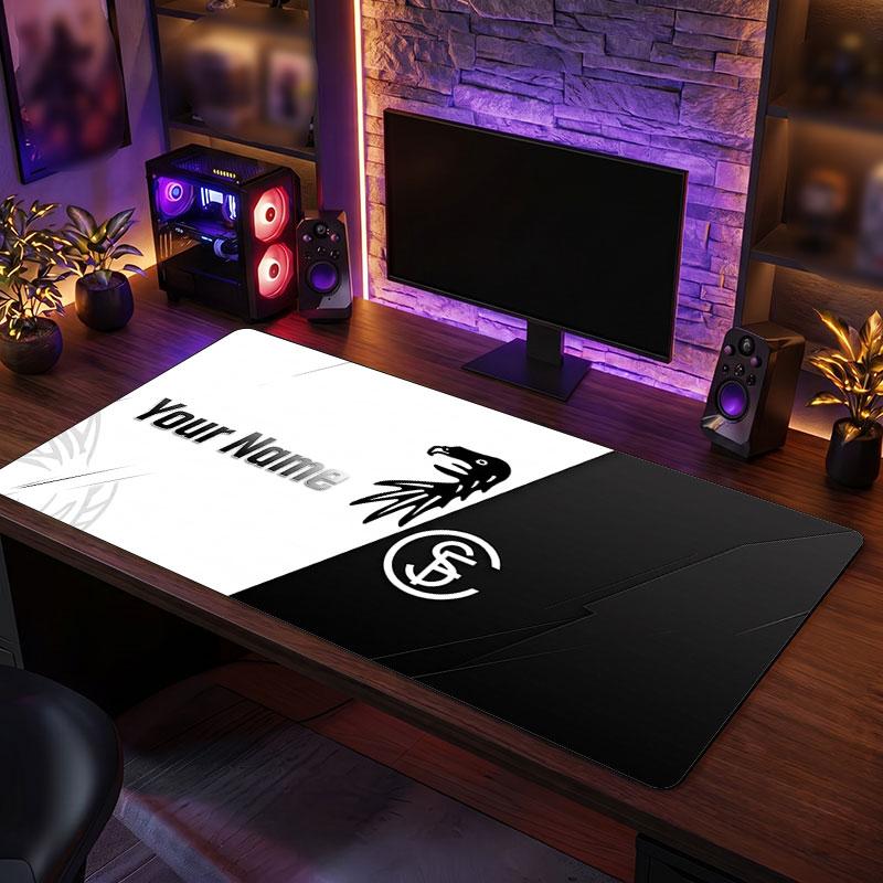 SC Freiburg Custom Large Mouse Pad, Personalized Name Text Print, Football Logo Non‑Slip Desk Mat Gaming Gift